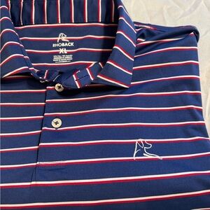 Rhoback USA Red, White, and Blue Striped Polo Shirt - XL
